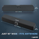 Gemini Sound GSBR-20 Portable Bluetooth Soundbar, 3.5-hr Battery