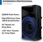 Gemini Sound GSP-5500 Powered Bluetooth PA Speaker, 1800W, 15" Woofer, TWS Bluetooth Pairing
