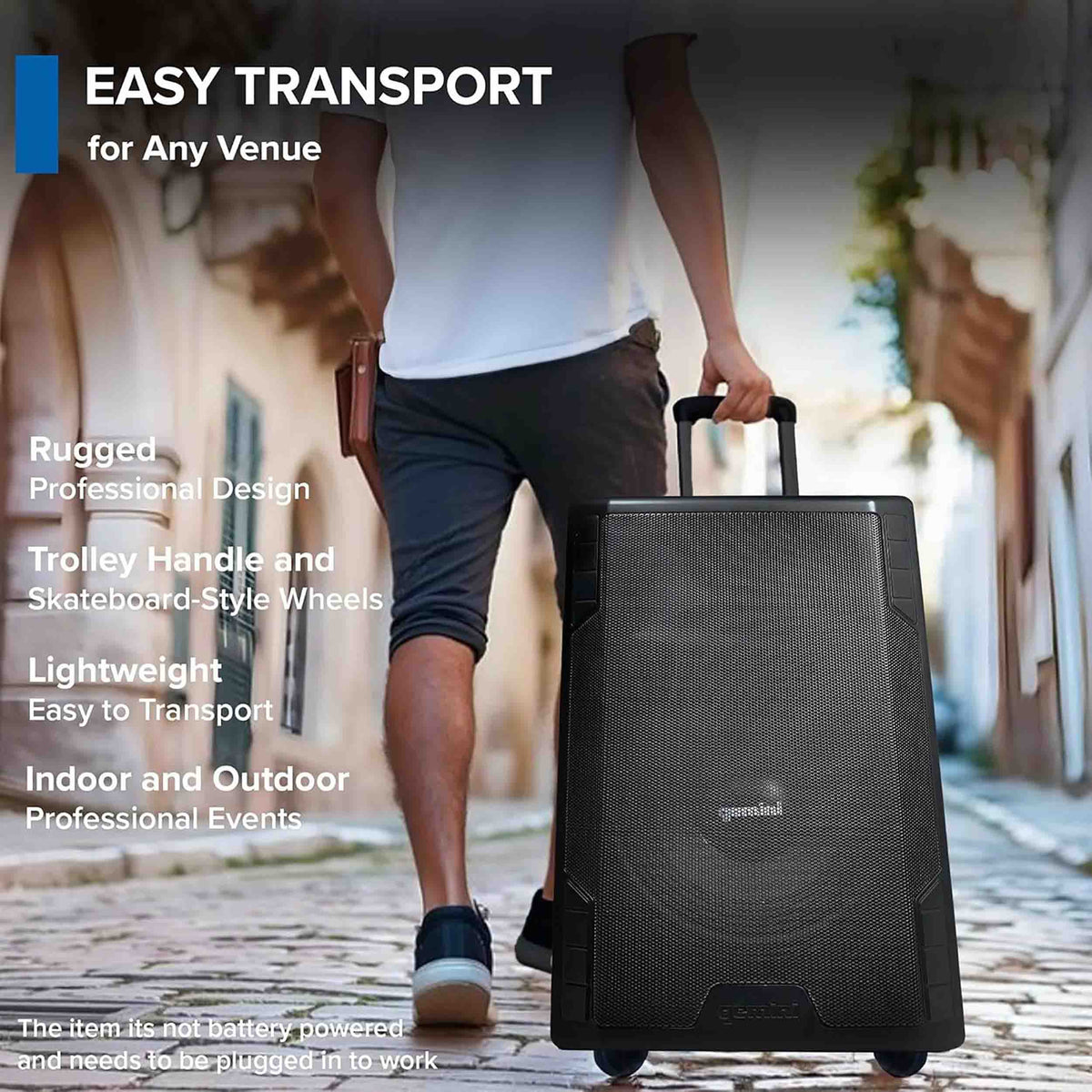 Gemini Sound GSP-5500 Powered Bluetooth PA Speaker, 1800W, 15" Woofer, TWS Bluetooth Pairing