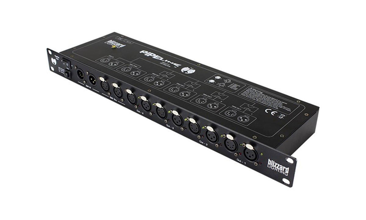 Blizzard Lighting Pipeline Twin 8, Output 3 Pin and 5 Pin Isolated DMX Splitter and Signal Booster