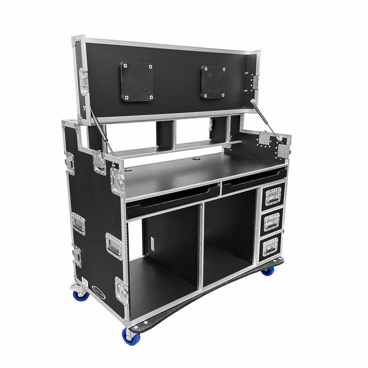 Odyssey FLYPACK2 Portable Dual Bay Video Production Workstation Flight Case with 2 x 12U and 2 x 4U Rack Space