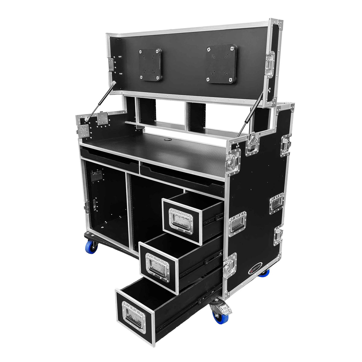 Odyssey FLYPACK2 Portable Dual Bay Video Production Workstation Flight Case with 2 x 12U and 2 x 4U Rack Space