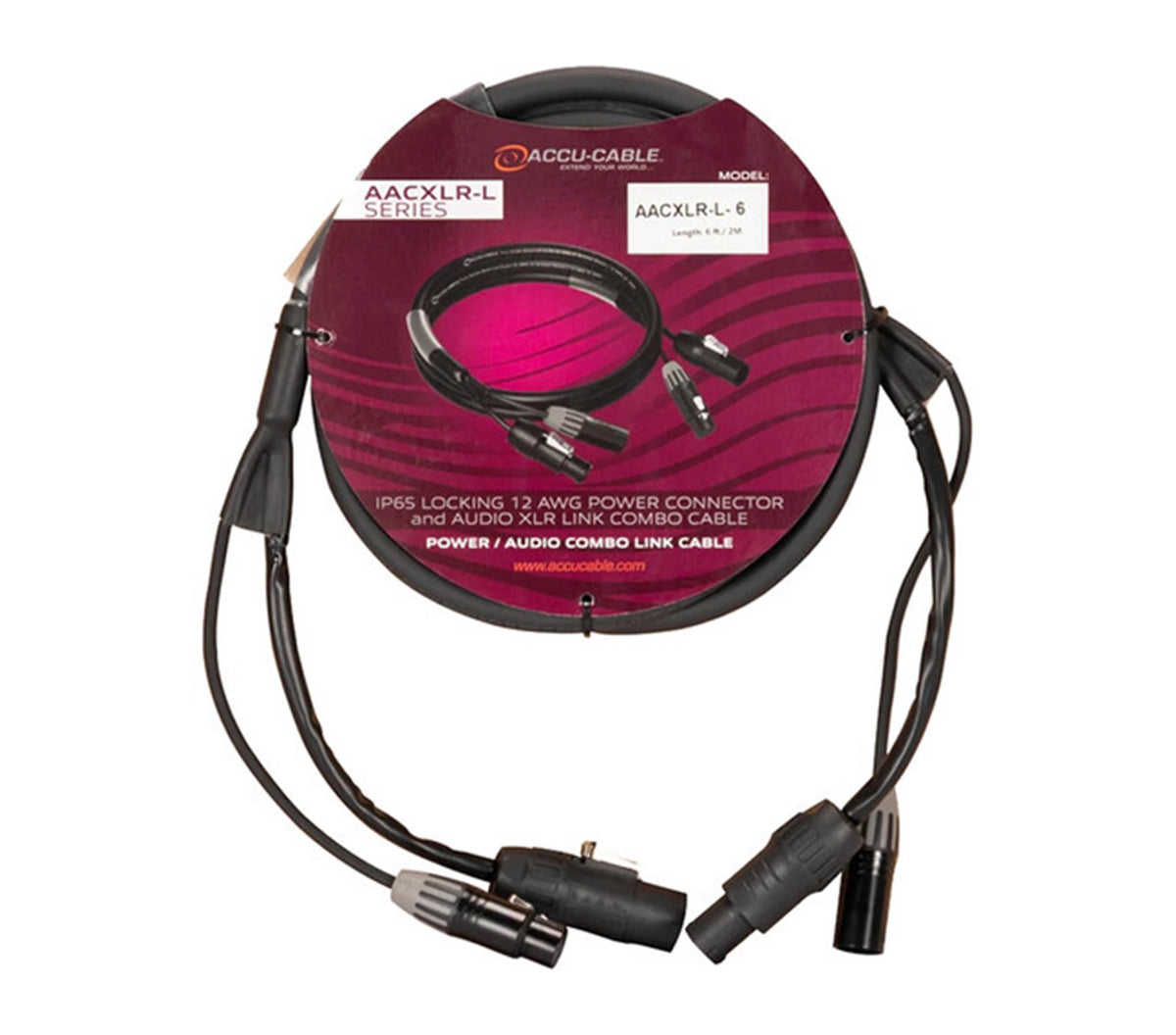 Accu-Cable AACXLR-L-10 Power/Audio Combo Link Cable with Balanced XLR - 10 Foot