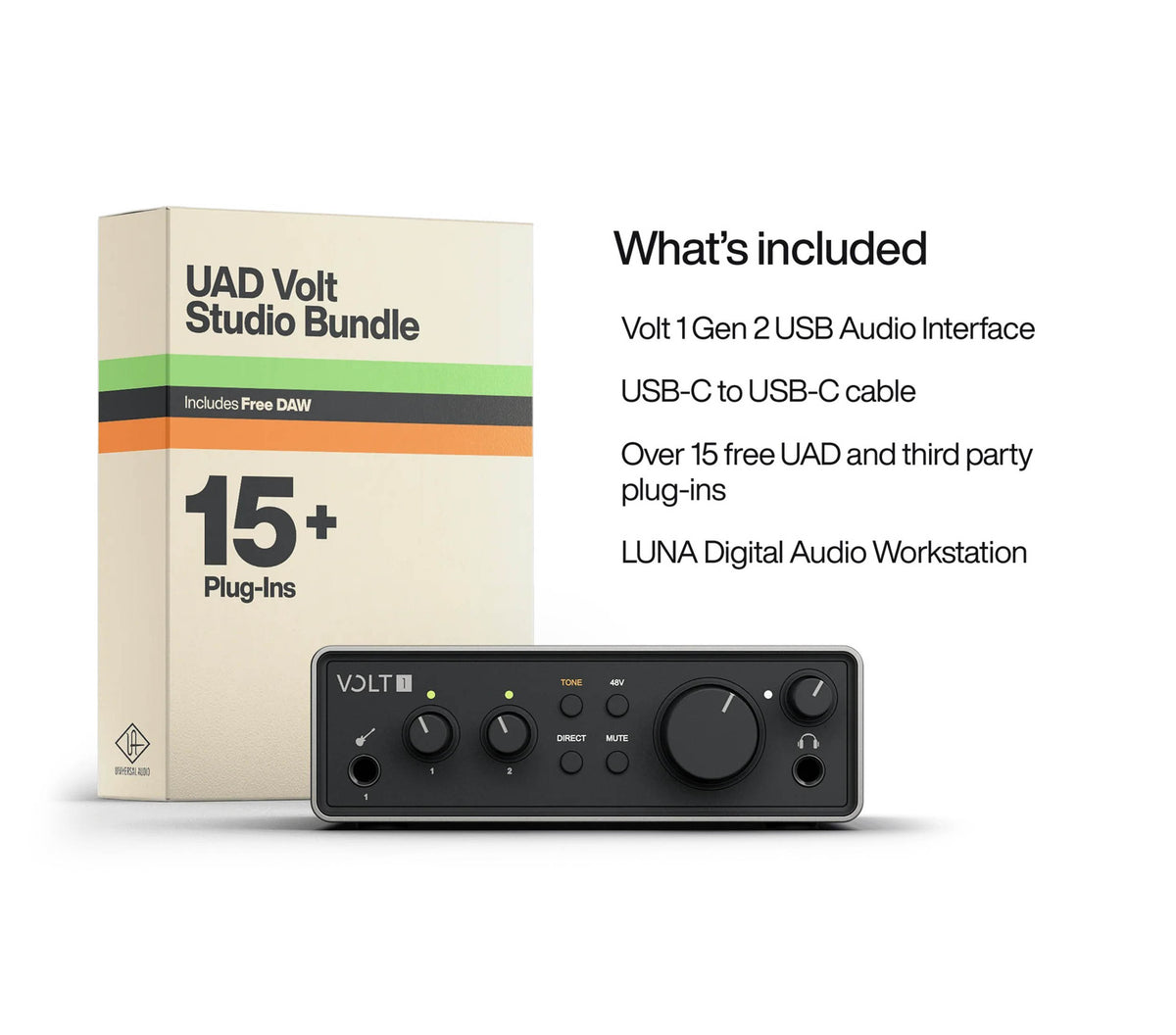 Universal Audio UA-VOLT-1-G2-U Volt 1 Gen 2 USB Audio Interface 32-Bit Audio with Tone-Shaping Preamp and UAD Software