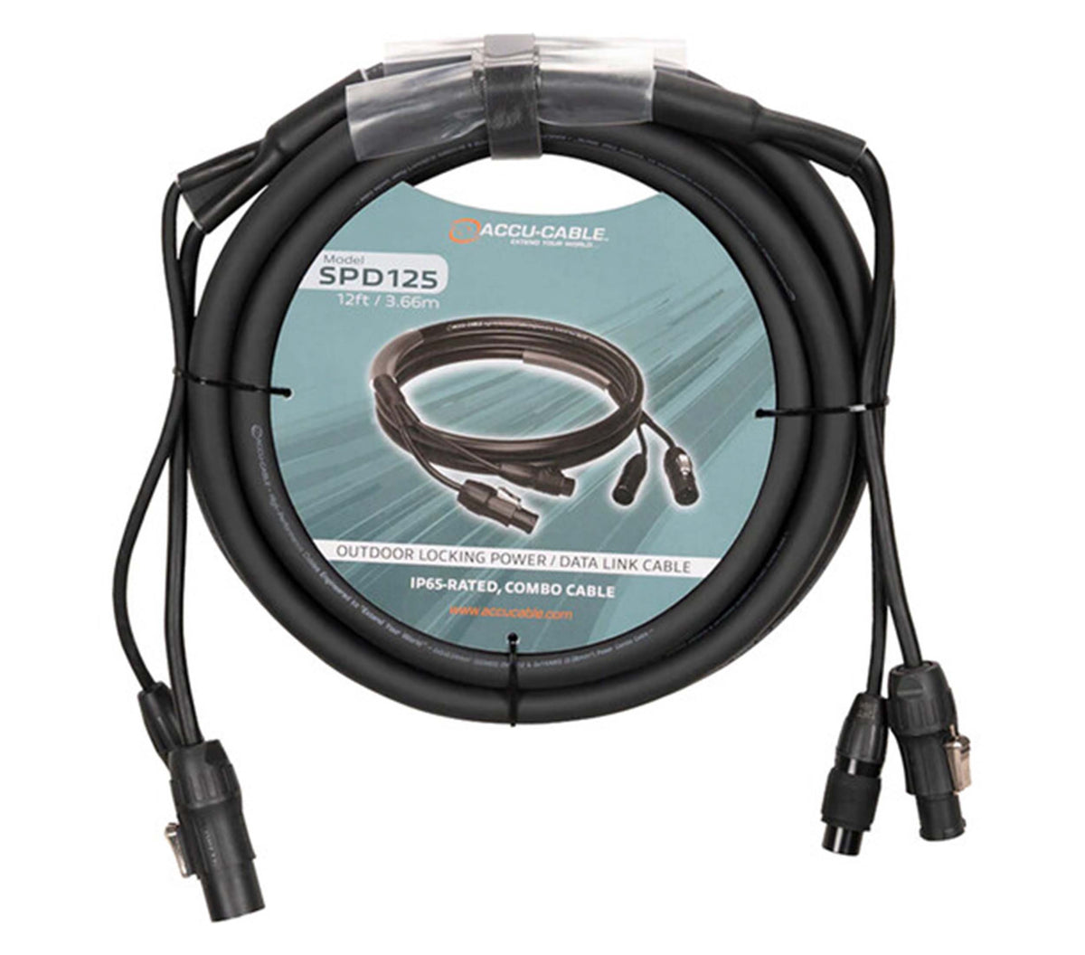 Accu-Cable SPD125 12 ft DMX Combo Cable with IP65 Power Rating