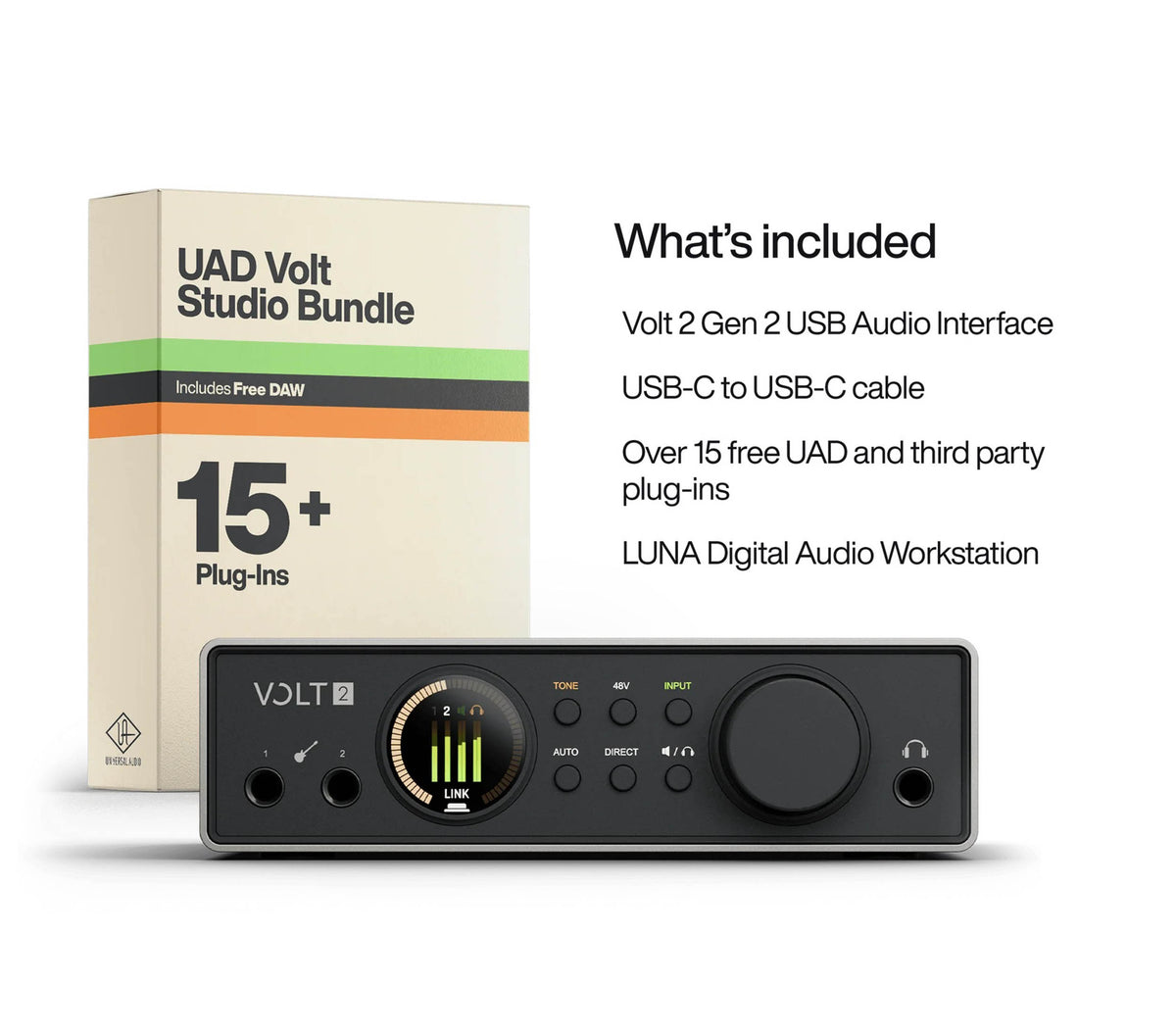 Universal Audio Volt 2 Gen 2 USB Audio Interface 32-Bit Audio with Tone-Shaping Preamps and Auto-Gain