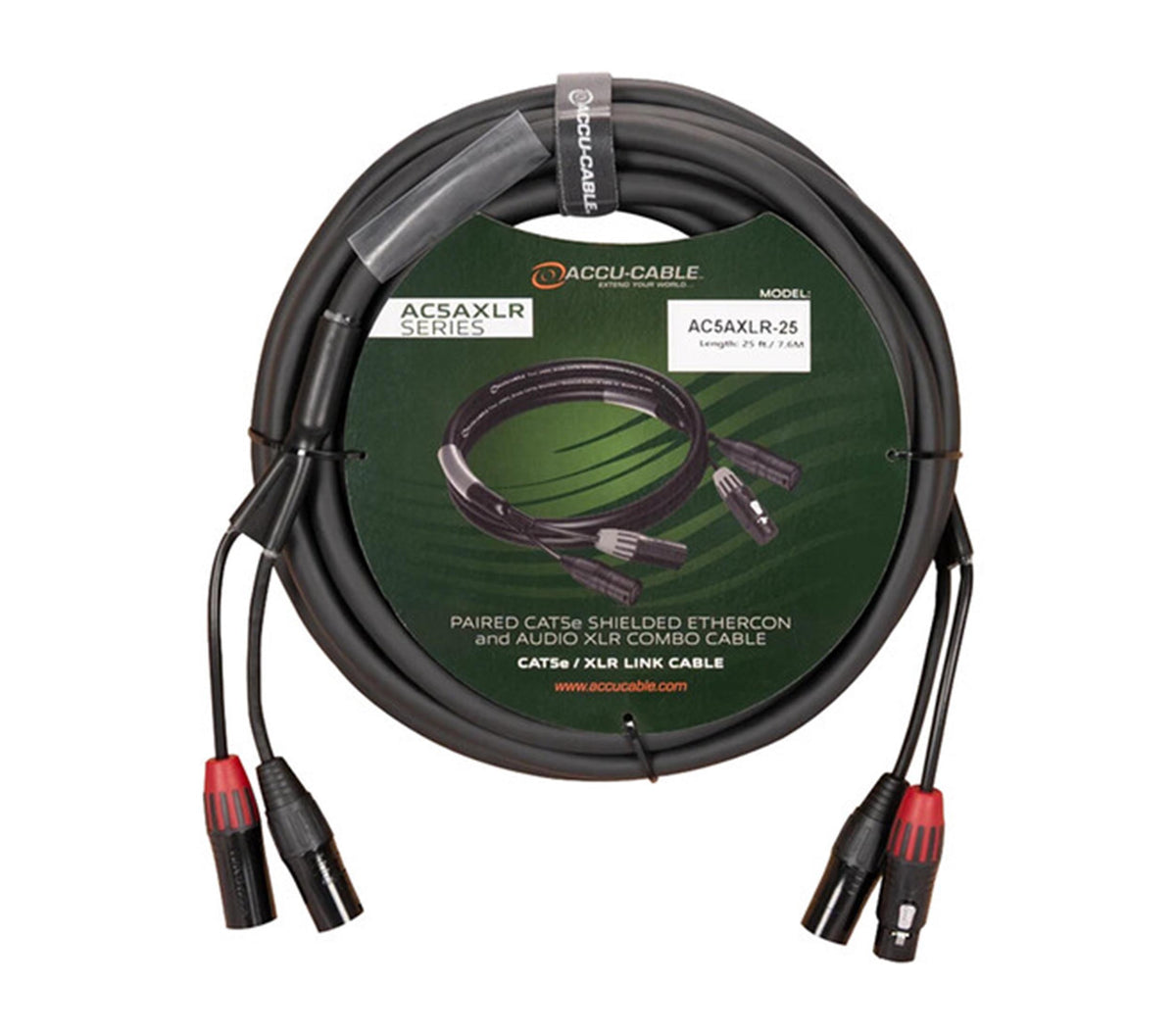 Accu-Cable AC5AXLR-25 25-Foot CAT5e/XLR Link Combo Cable with Shielded Locking CAT5e