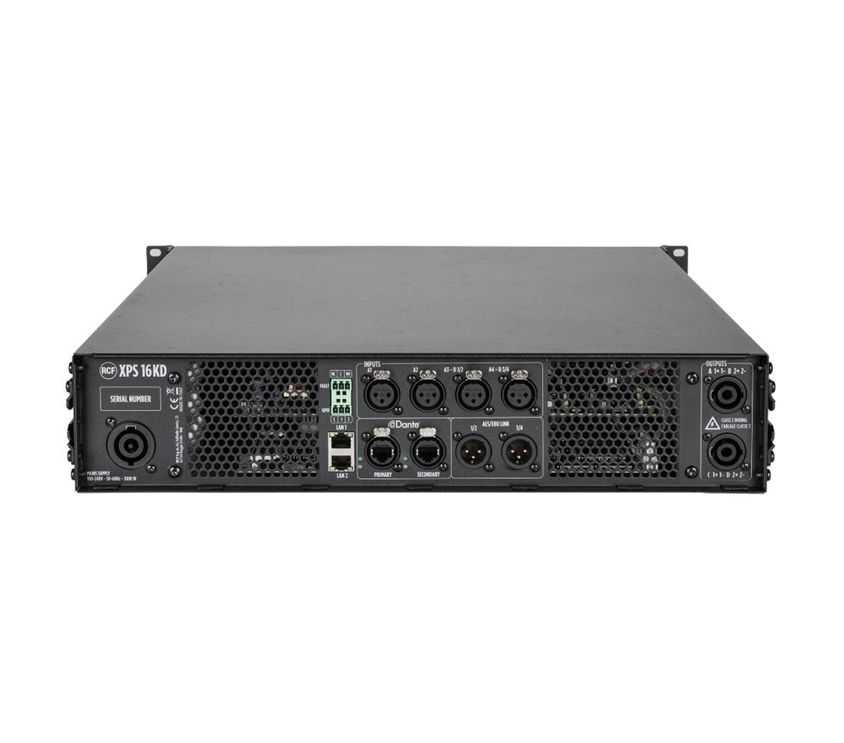 RCF XPS 16KD 4-Channel Class-D Power Amplifier with Dante and 4 × 4,000W Output