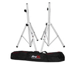 ProX X-MB20HSX2 Mirror Ball and Stand Package with  Mirror Balls, Motorized Hooks Speaker Stands - White