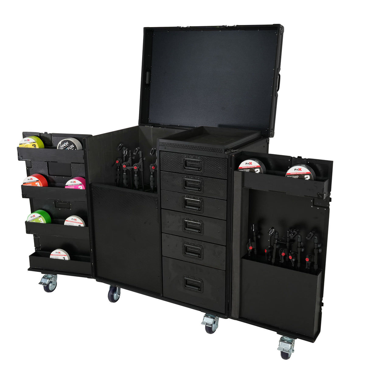ProX XS-6DMIC25WBL-TYTAN ATA Mic Stand Case with 6 Utility Drawers - Holds 25 Mic Stands - All-Black