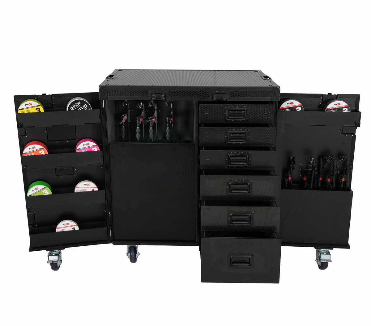 ProX XS-6DMIC25WBL-TYTAN ATA Mic Stand Case with 6 Utility Drawers - Holds 25 Mic Stands - All-Black
