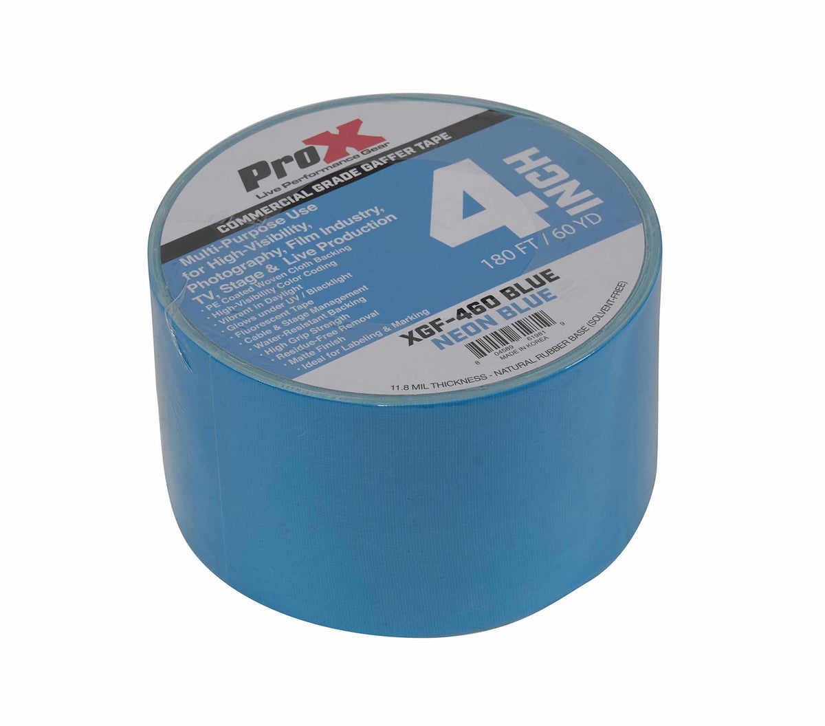 ProX XGF-460BLUE Neon Blue Gaffer Tape with Residue-Free Removal - 4-Inch