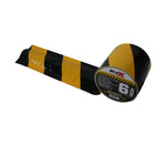 ProX XGF-660HAZARDTT Hazard Stripe Tunnel Tape 60 Yards Black and Yellow with Cable-Safe Adhesive Channels - 6 Inch