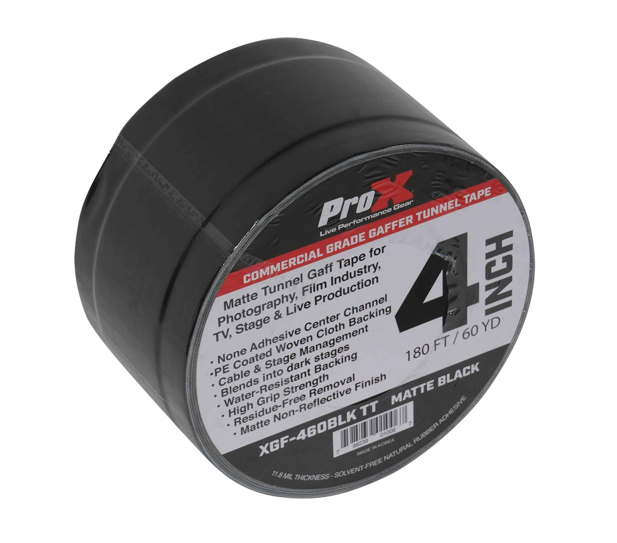 ProX XGF-460BLKTT Black Matte Tunnel Tape 60 Yards for Cable Runs and Clean Floor Removal - 4-Inch