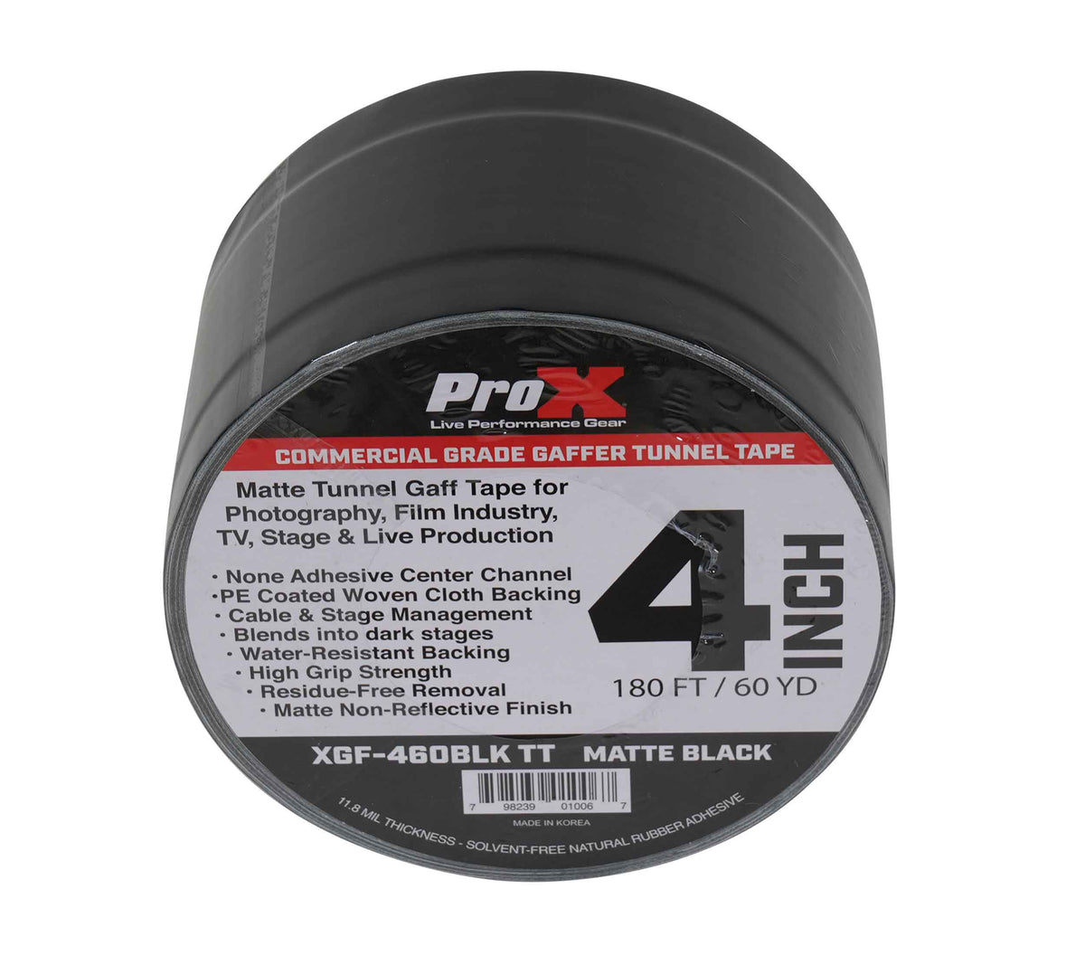 ProX XGF-460BLKTT Black Matte Tunnel Tape 60 Yards for Cable Runs and Clean Floor Removal - 4-Inch