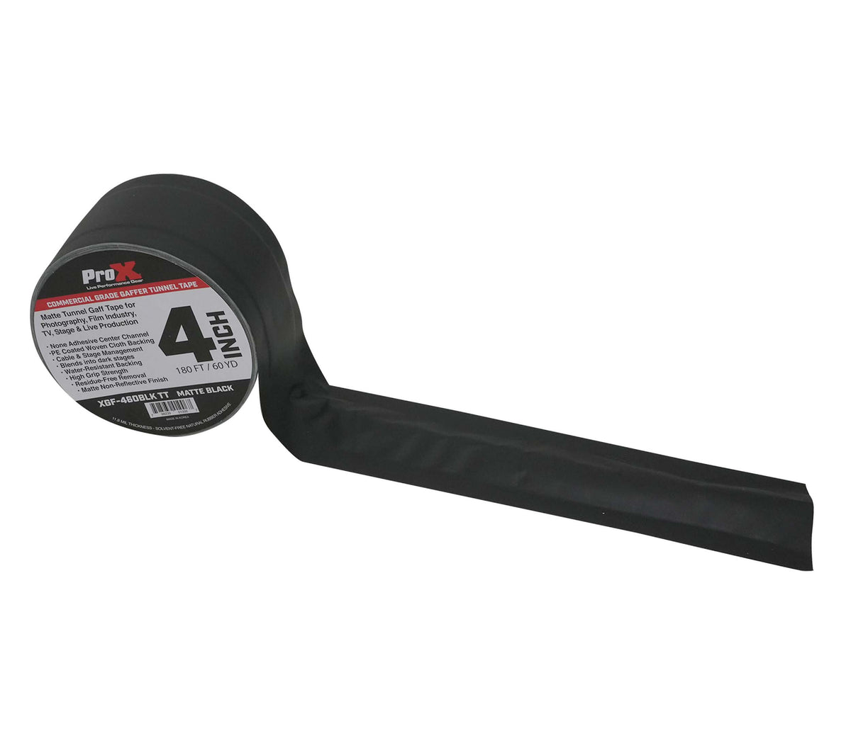 ProX XGF-460BLKTT Black Matte Tunnel Tape 60 Yards for Cable Runs and Clean Floor Removal - 4-Inch