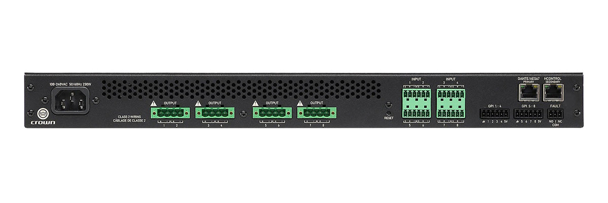Crown CTD-8125 ComTech D Series 8-Channel Class-D Amplifier - 8 × 125W, Dante/AES67
