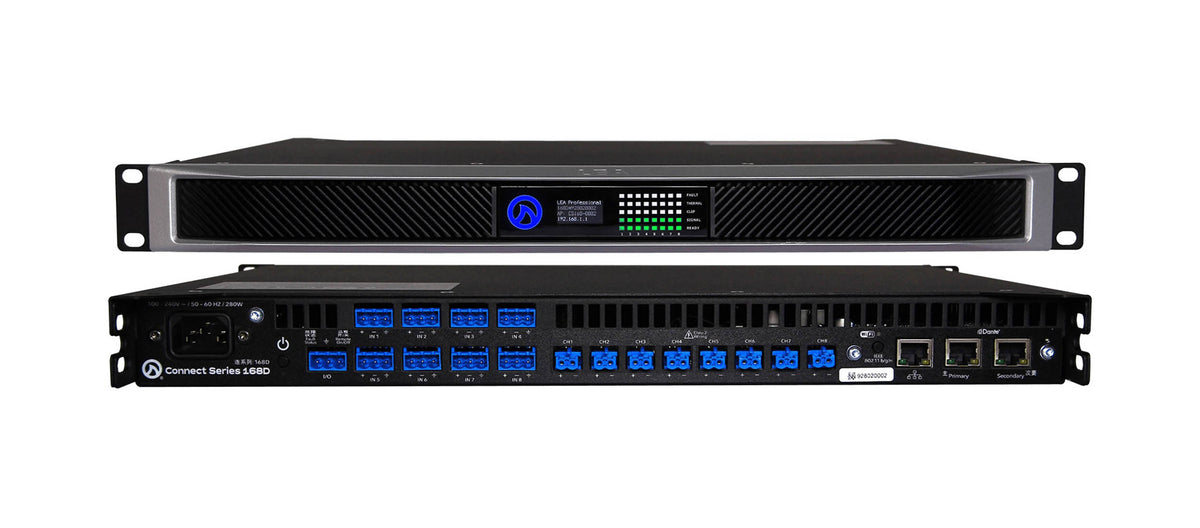 LEA Professional CS168D, 8-Channel Dante Smart Amplifier 160W per Channel