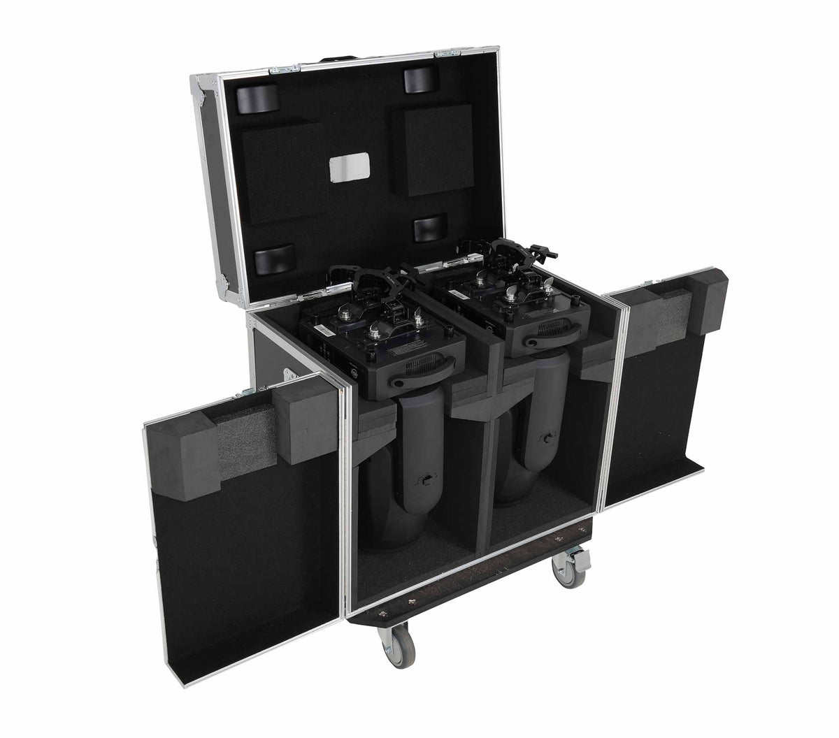 ProX XS-MH20WASHX2W ATA Moving Head Wash Fixture Case - 2 Units with Front Doors and 4" Casters