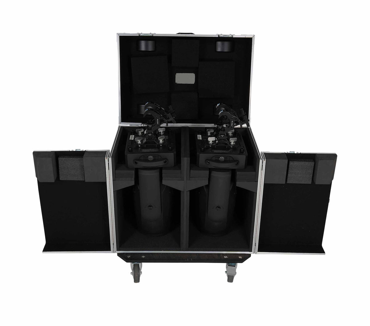 ProX XS-MH20WASHX2W ATA Moving Head Wash Fixture Case - 2 Units with Front Doors and 4" Casters