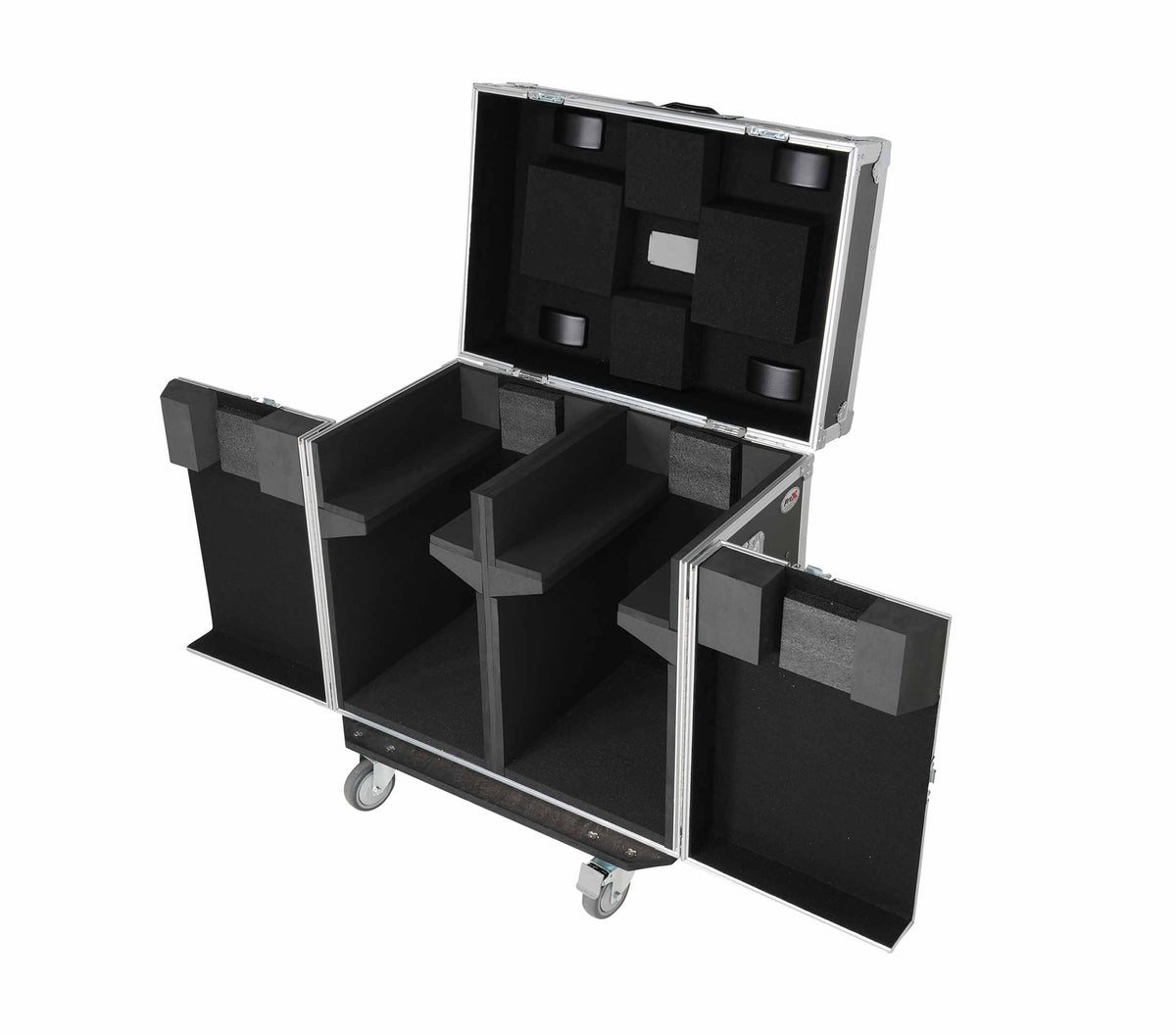 ProX XS-MH20WASHX2W ATA Moving Head Wash Fixture Case - 2 Units with Front Doors and 4" Casters