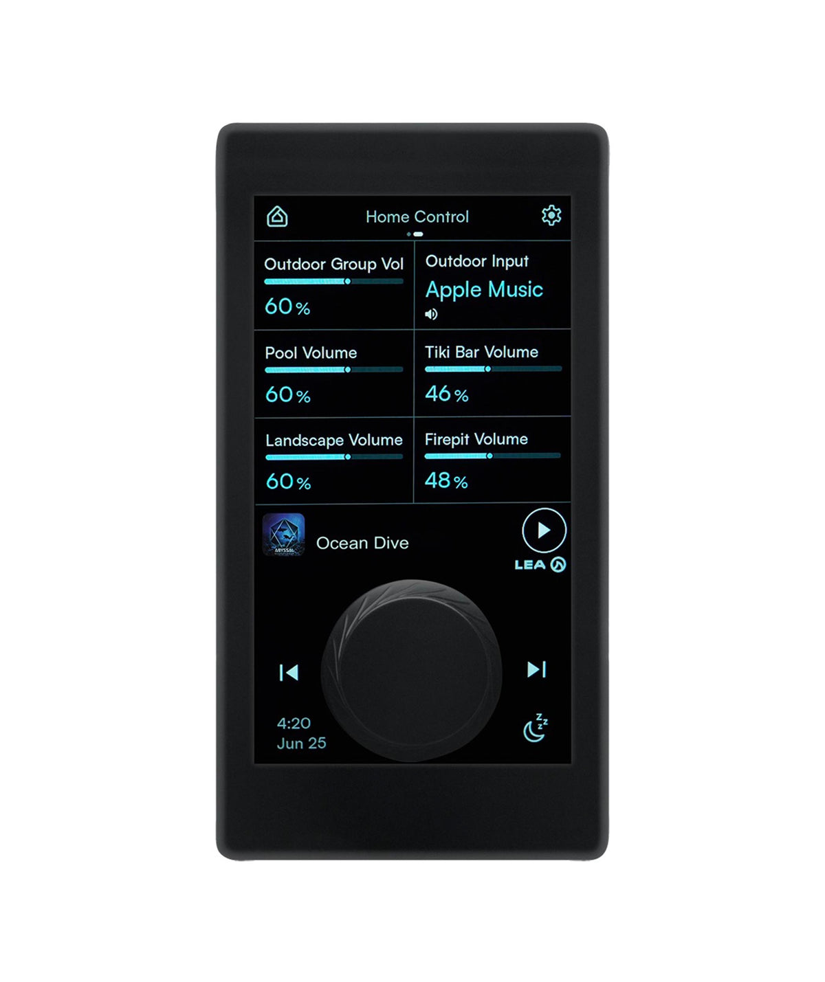 LEA Professional CS GLASS-DANTE-BTSTREAM-BLK, Touchscreen Wall Controller with Bluetooth and Dante - Black