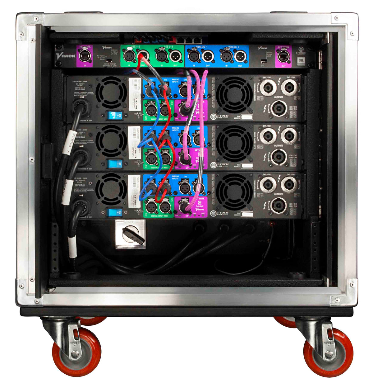 Crown VRACKHD4FX VRack Amplification System Rack on Wheels with Three I-Tech Amplifiers