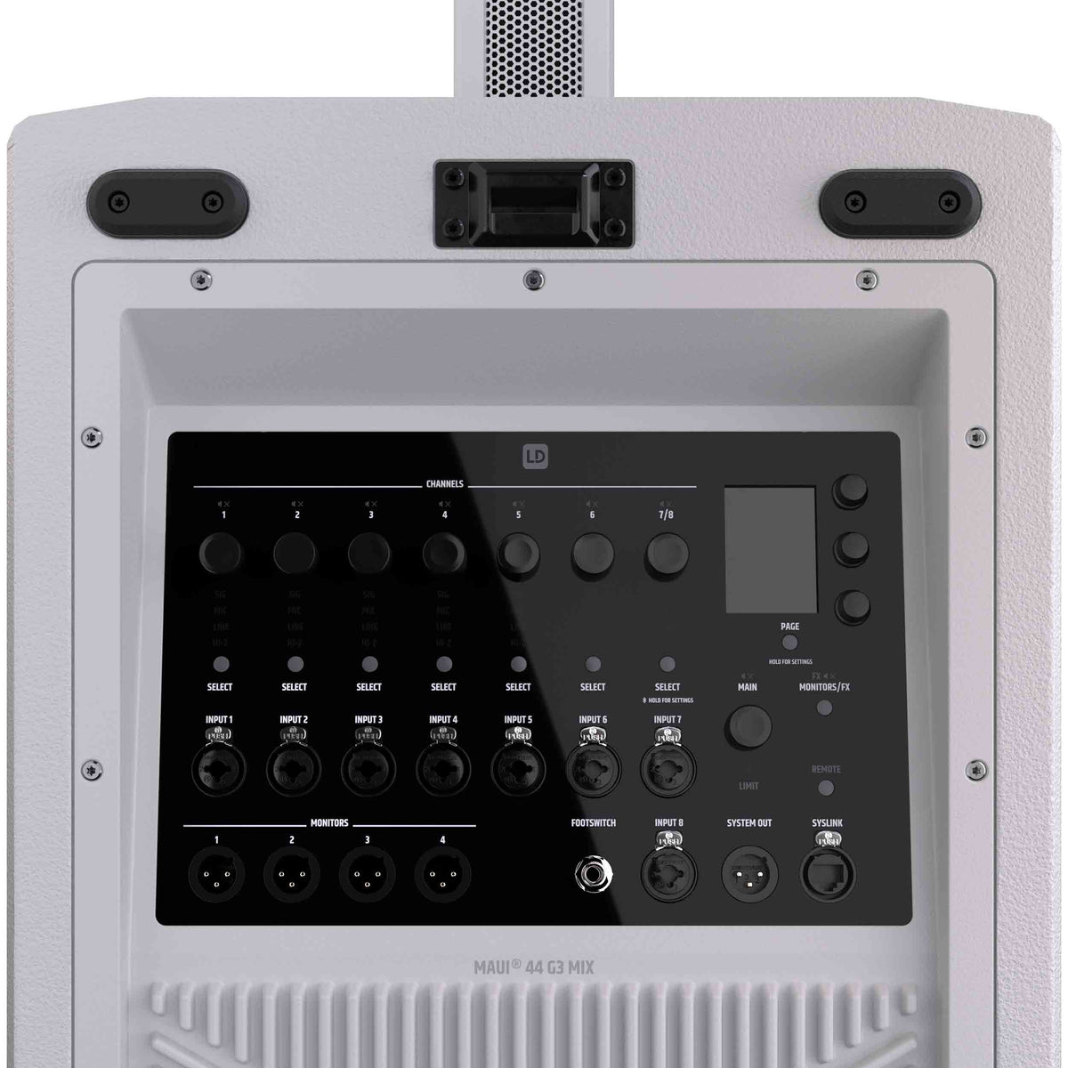 LD Systems MAUI 44 G3 MIX W, 600W Active Cardioid Column PA System with 8-Channel Digital Mixer - White by Adam Hall