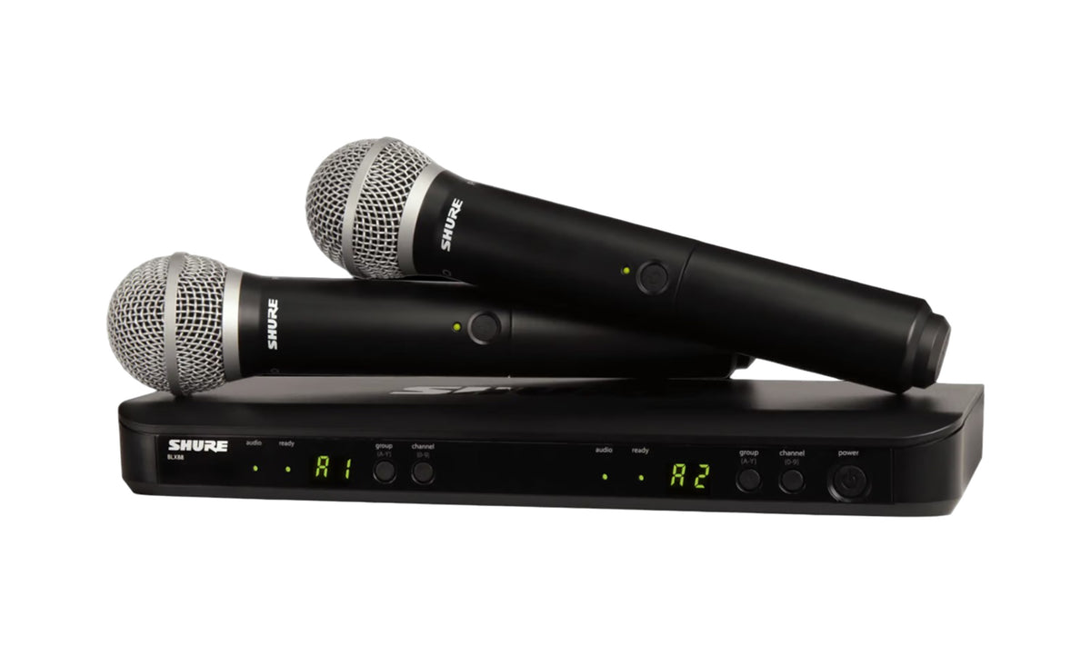 B-Stock : Shure BLX288/PG58-J11 Dual Handheld Wireless Microphones System with two PG58 Transmitters - J11 (596-616 MHz)