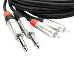 Hosa HPR0X2 Stereo Audio Cable Dual 1/4" TS Male to Dual RCA Male - Available in 3' to 20' by HOSA