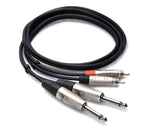 Hosa HPR0X2 Stereo Audio Cable Dual 1/4" TS Male to Dual RCA Male - Available in 3' to 20' by HOSA