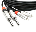 Hosa HPR0X2 Stereo Audio Cable Dual 1/4" TS Male to Dual RCA Male - Available in 3' to 20' by HOSA