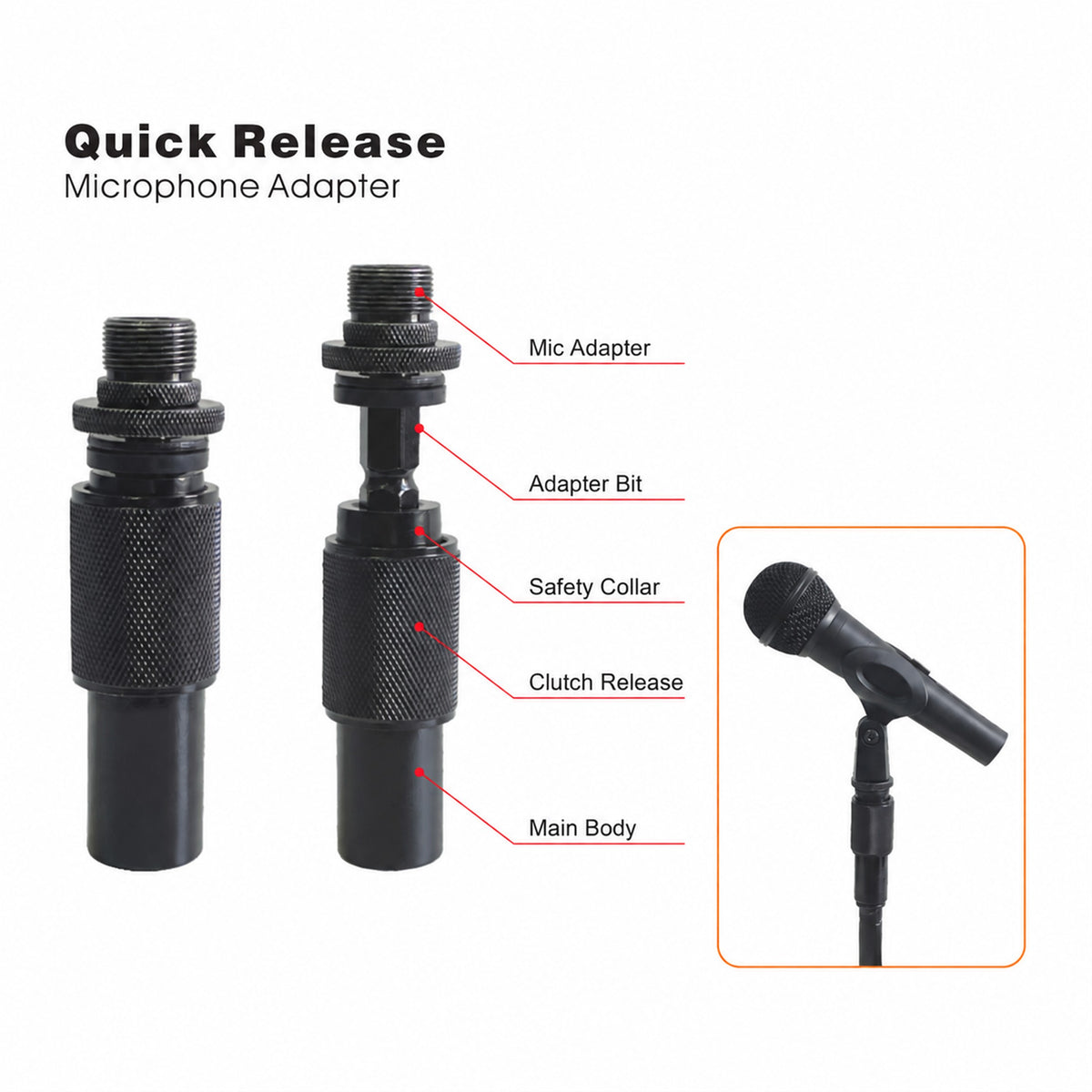 ProX X-MICQRCX5, Quick Release Mic Clip Adapter 5 Pack with 10 Thread Inserts by ProX