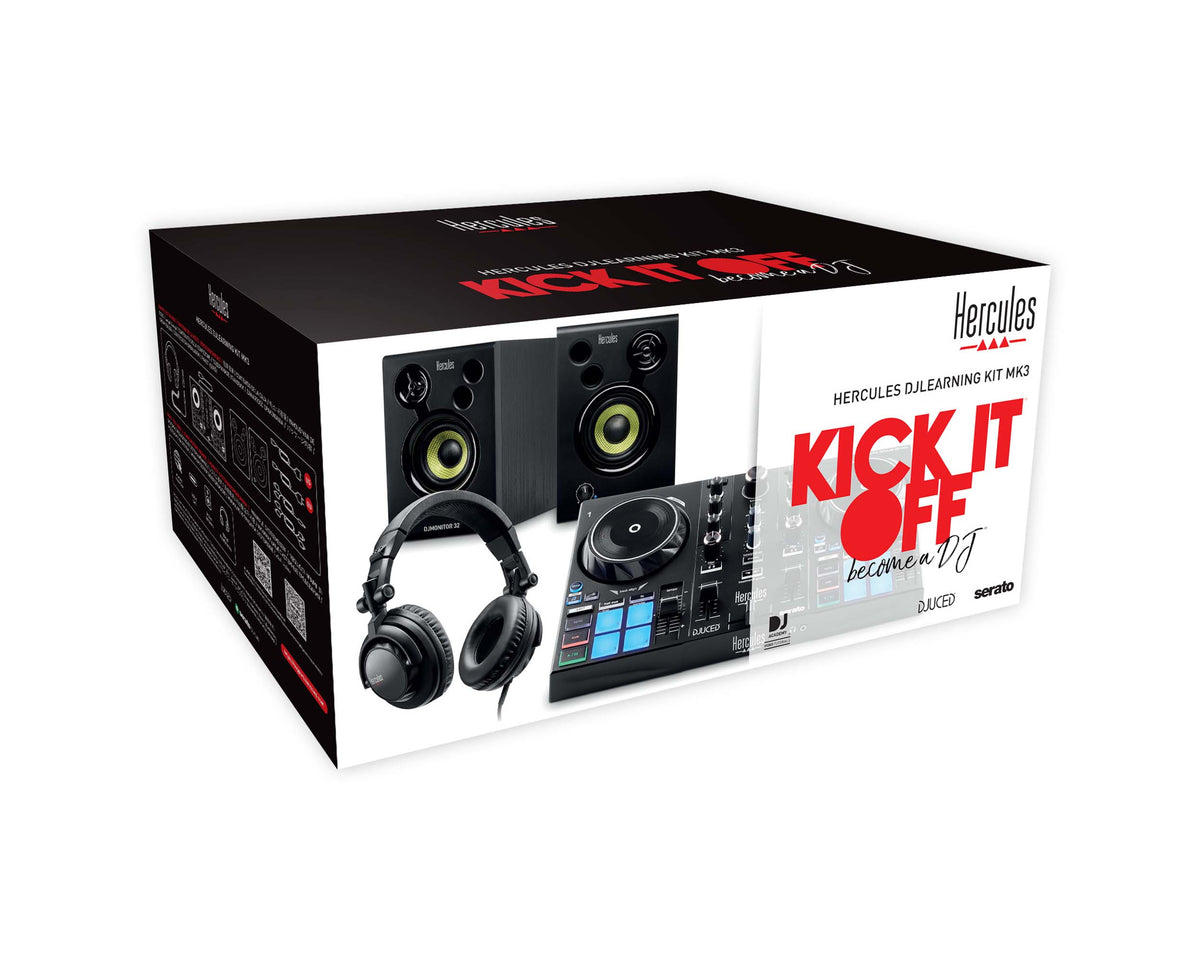 Hercules DJLearning Kit MK3 Complete DJ Controller Bundle with DJMonitor 32 Speakers, HDP DJ45 Headphones by Hercules