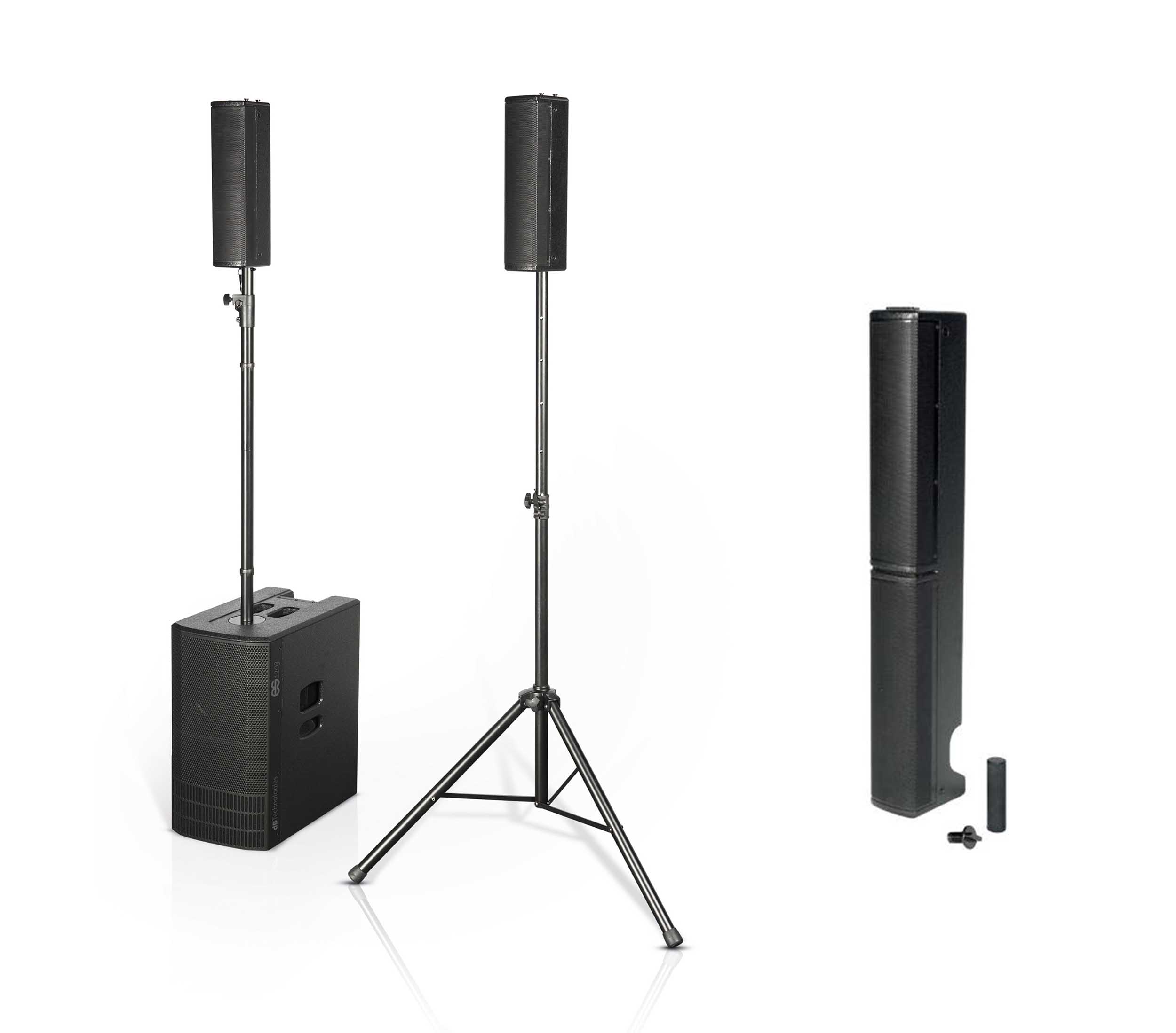 dB Technologies ES1203DP Portable Stereo Sound System DJ Package with Design Pole - Black by DB Technologies