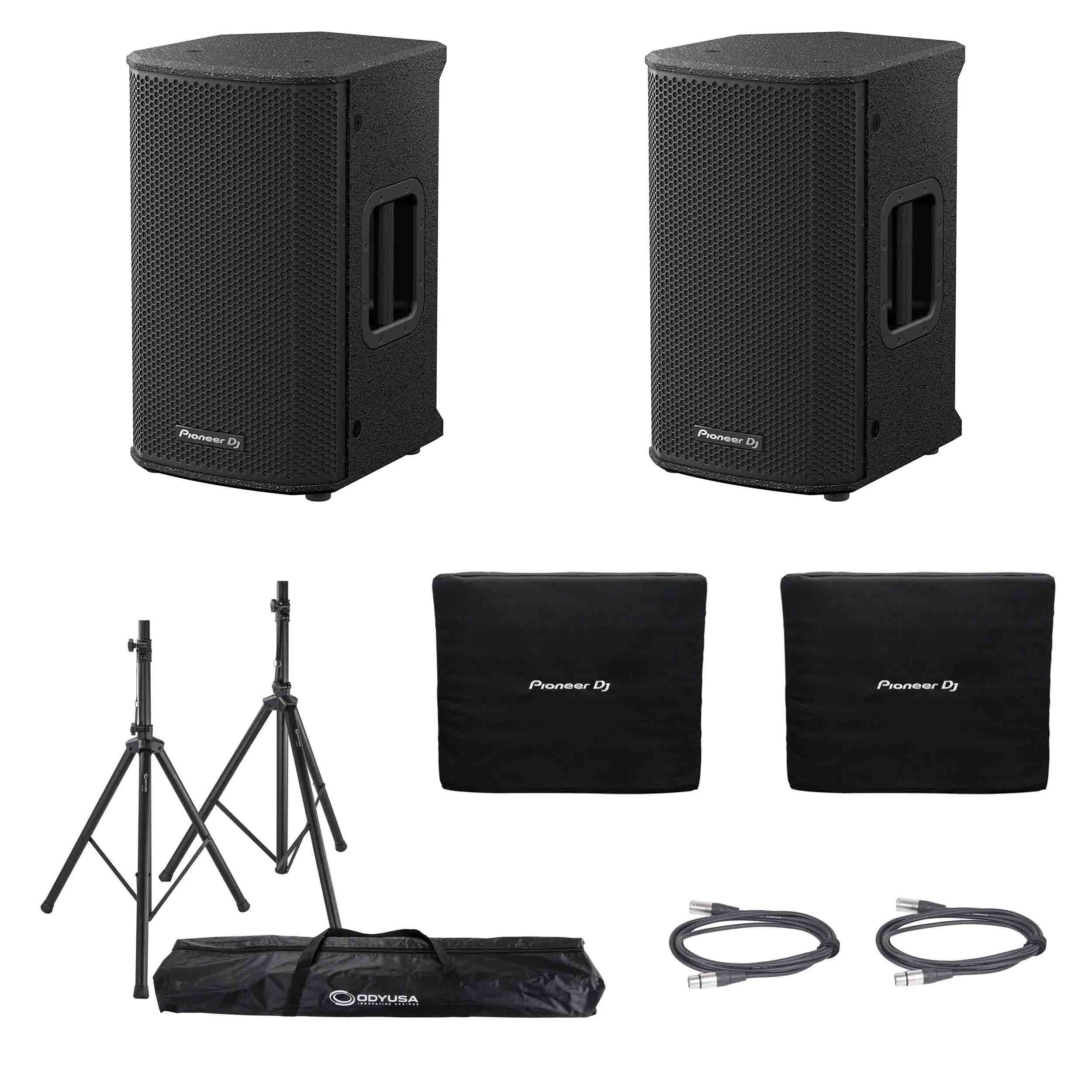 Pioneer Dj XPRS82, 8" Full-Range Speaker DJ Package with Speaker Covers, Stands and Cables