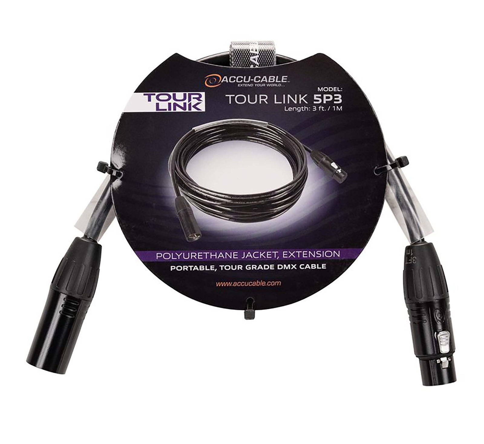 Accu-Cable Tour Link Professional Series 5-Pin Male to Female DMX Cable by Accu Cable