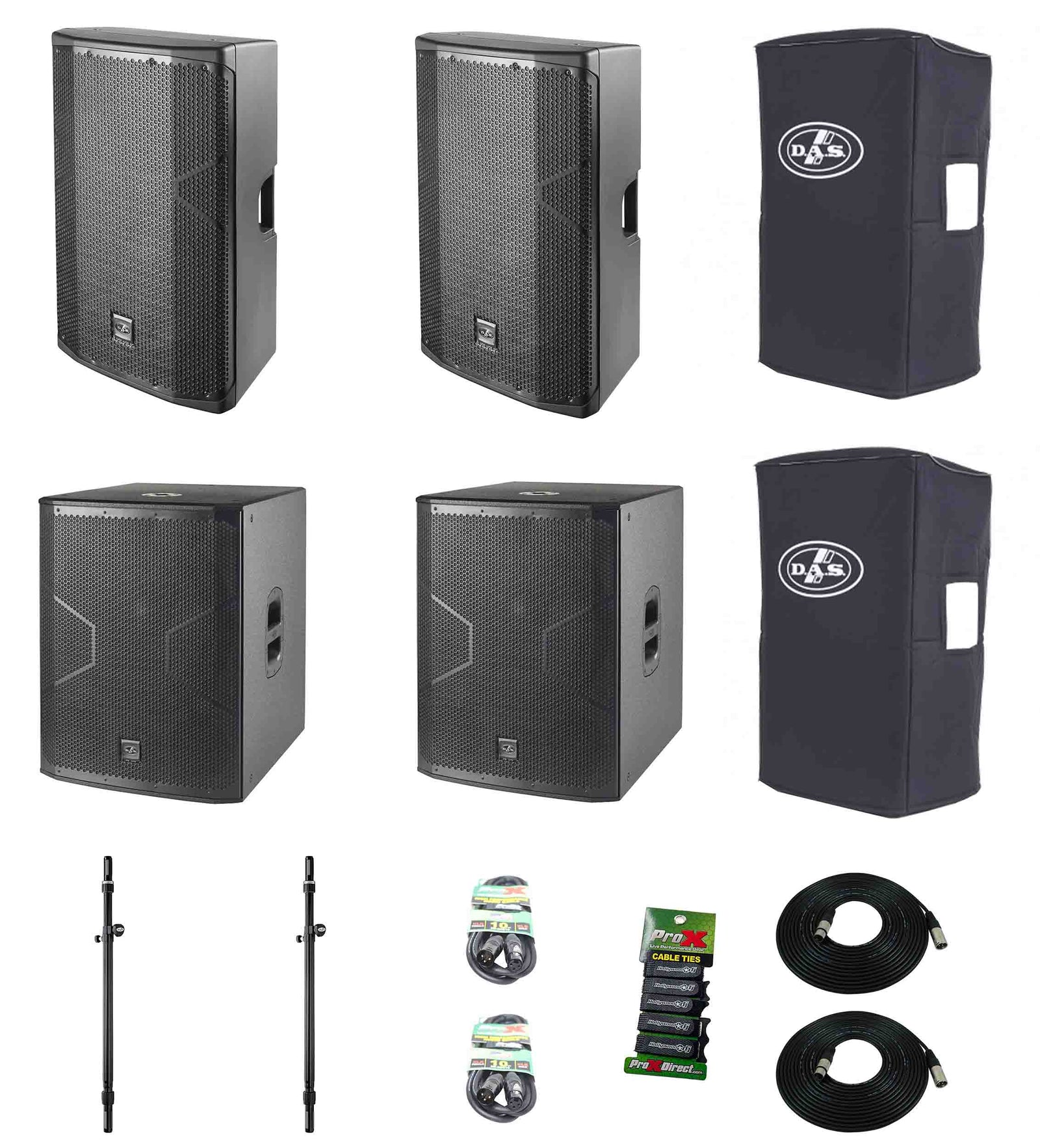 DAS Audio 415ACVR15718ATSP1, Powered Speakers DJ Package with Subs by DAS Audio