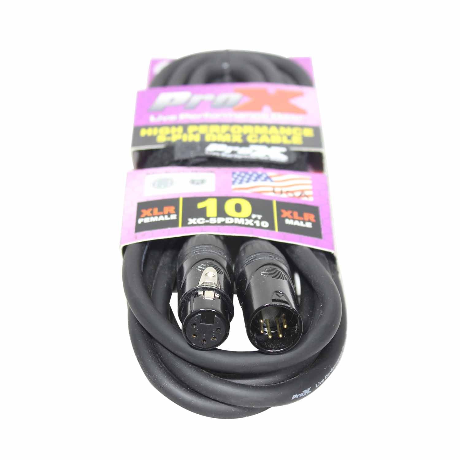 ProX XC-5PDMX10, DMX XLR5-M to XLR5-F High Performance Cable - 10 Feet