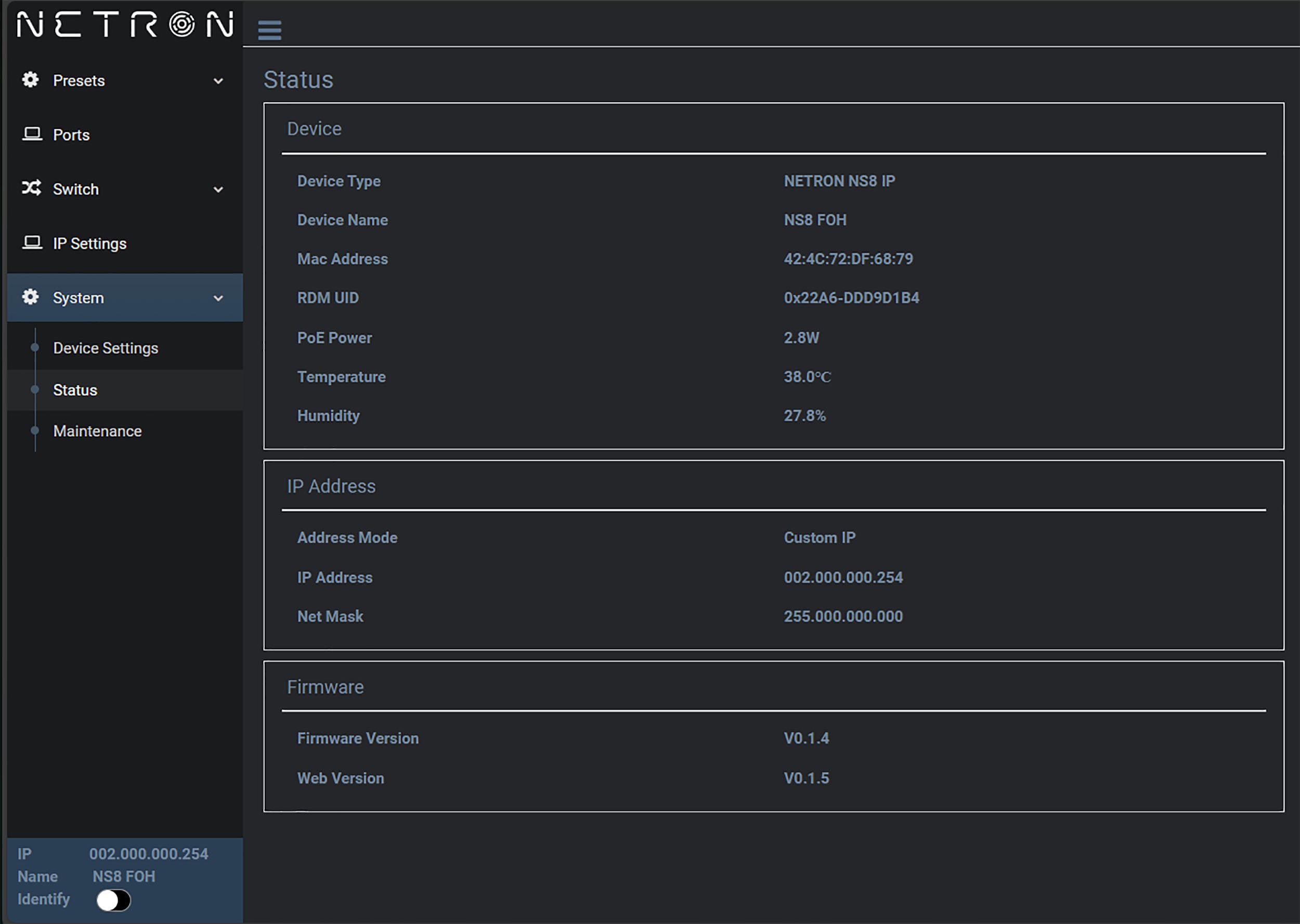 Elation NS8, 8-Port Gigabit Network Switch with POE