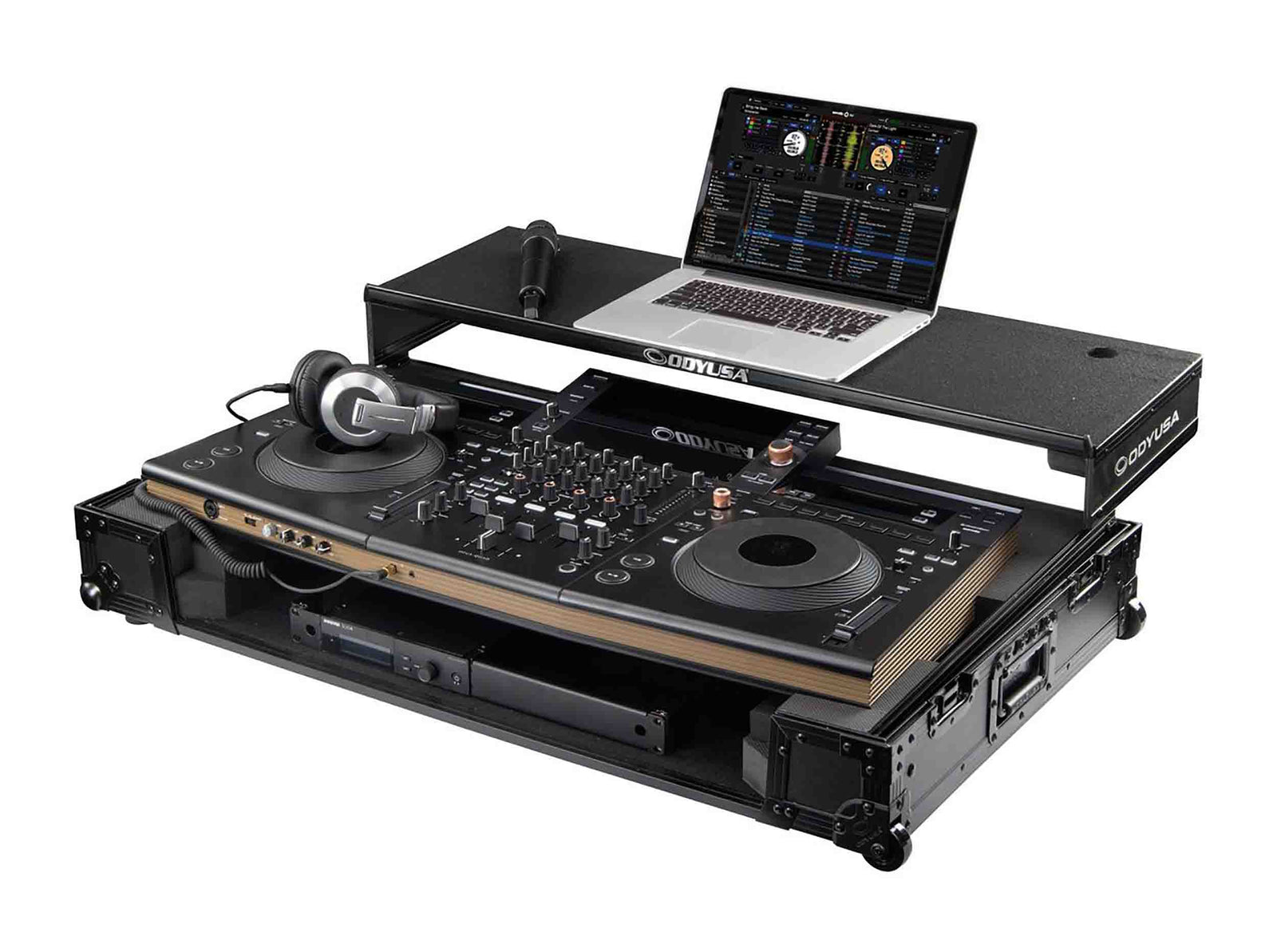 Odyssey FFXOPUSQUADCW1, Flight Effects Case for Pioneer DJ OPUS-QUAD Controller with Glide Style Laptop Platform and Wheels by Odyssey