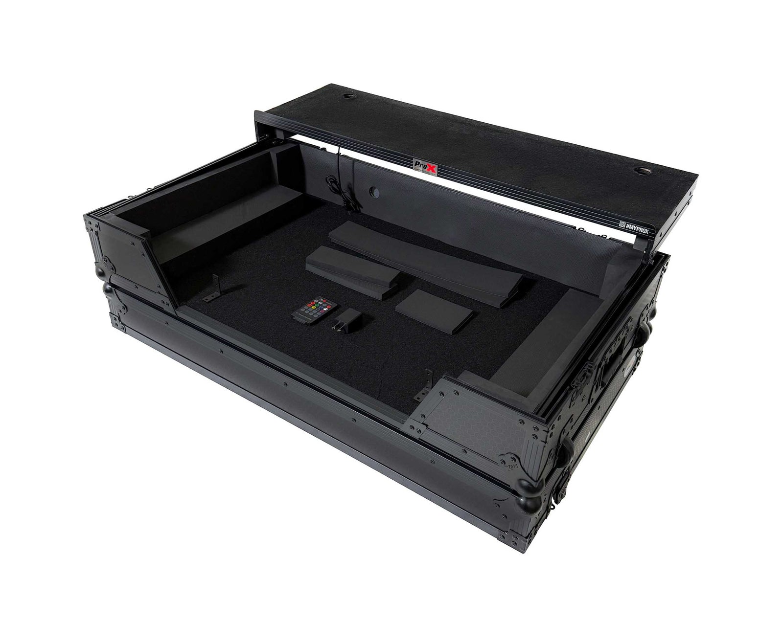 ProX XS-XDJAZWLTBLLED ATA Flight Case for Pioneer XDJ-AZ DJ Controller with Laptop Shelf 1U Rack Space, Wheels, and LED - Black by ProX Cases