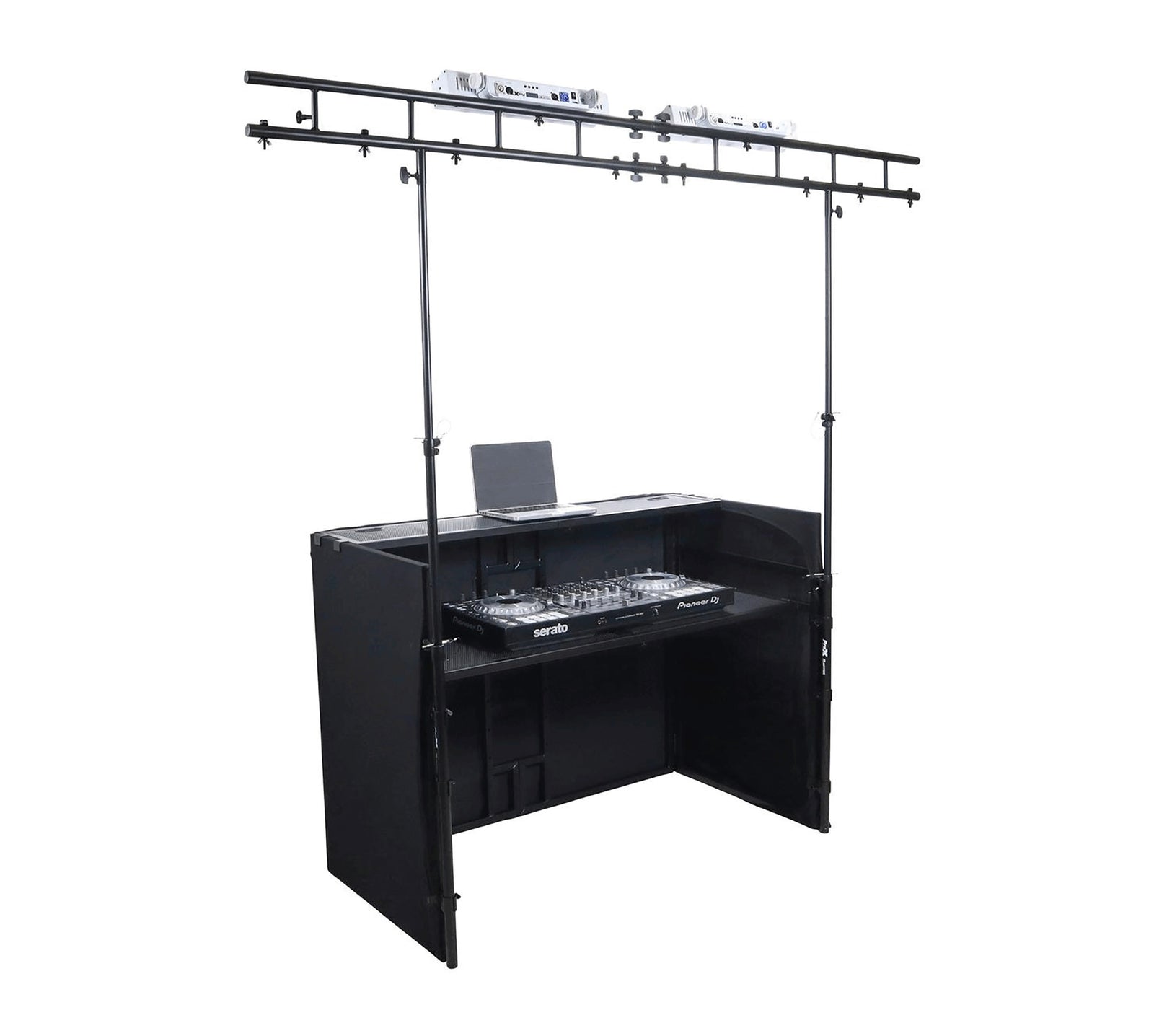 ProX XF-MESAMEDIATRUSSPKG, Full DJ Workstation Includes Truss TV Bracket Mount White and Black Scrims and Carry Bag by ProX Cases