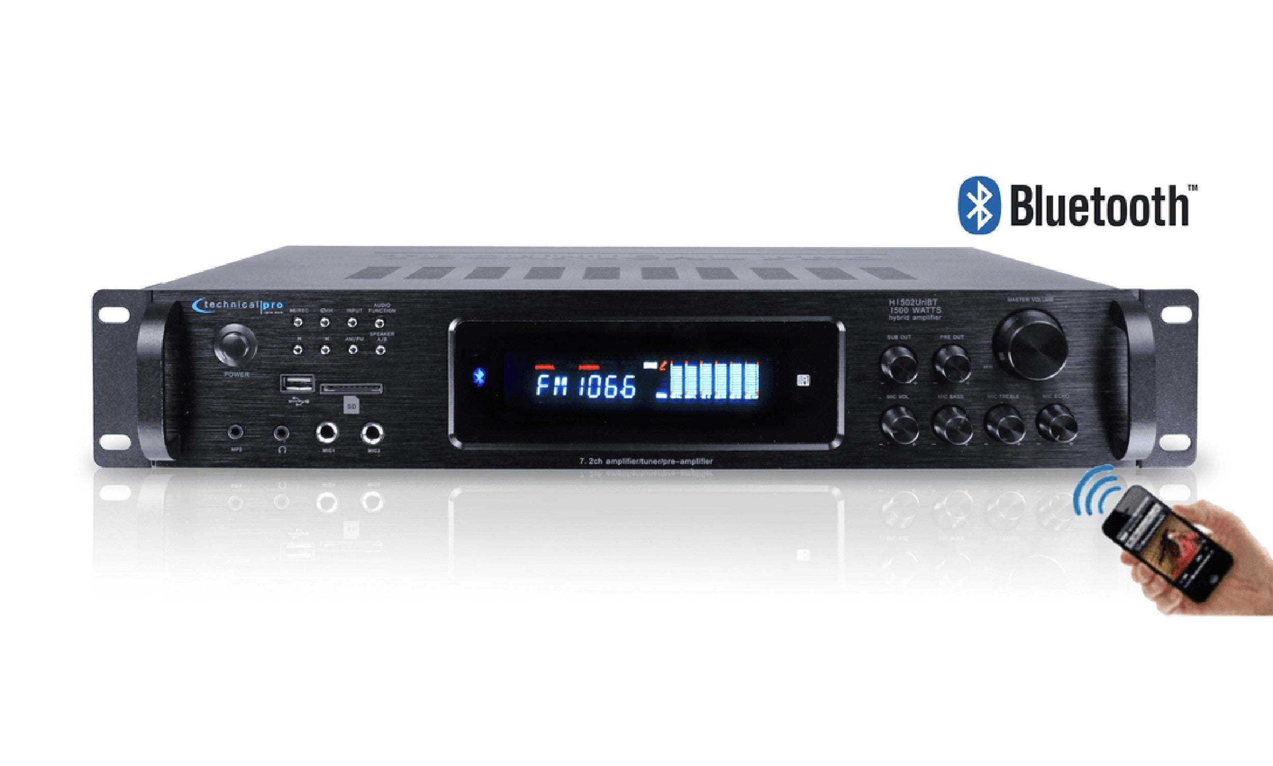 Technical Pro H3502URBT Digital Hybrid Amplifier with AM/FM Tuner - 3500 Watts by Technical Pro