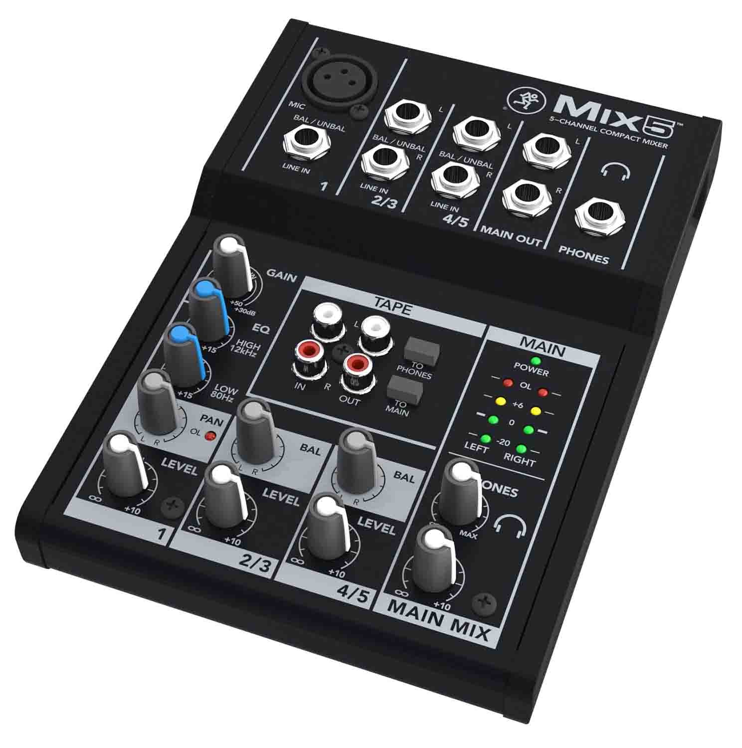 Mackie Mix5 5-Channel Compact Mixer With 2 Stereo 1/4" Line Inputs by Mackie