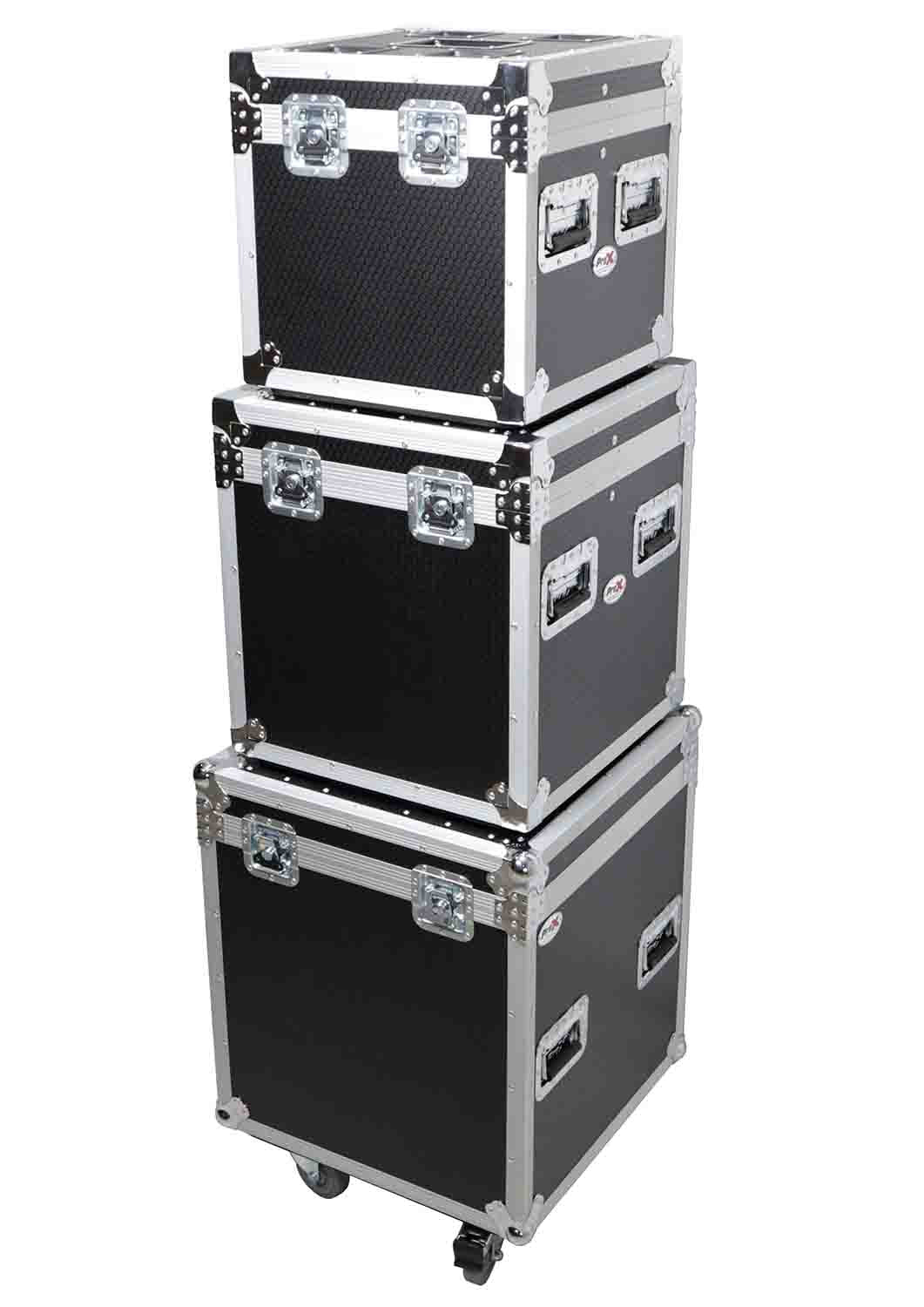 B-Stock: ProX XS-UTL49 PKG3, ATA Style Road Cases Large, Medium and Small Size with Wheels - Package of 3