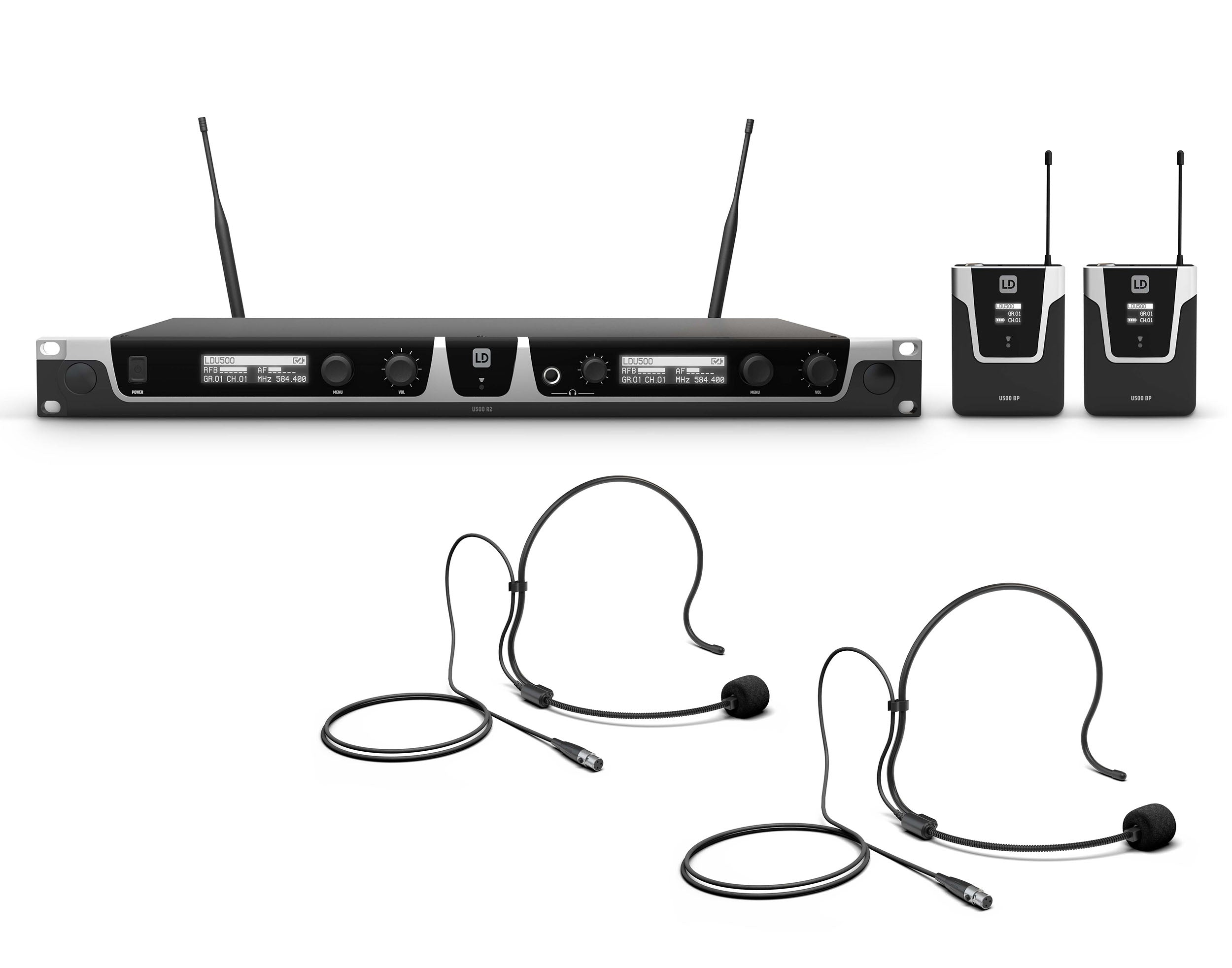 LD Systems U504.7 BPH 2 US, Wireless Microphone System with 2 x Bodypack and 2 x Headset - 470 - 490 MHz by LD Systems