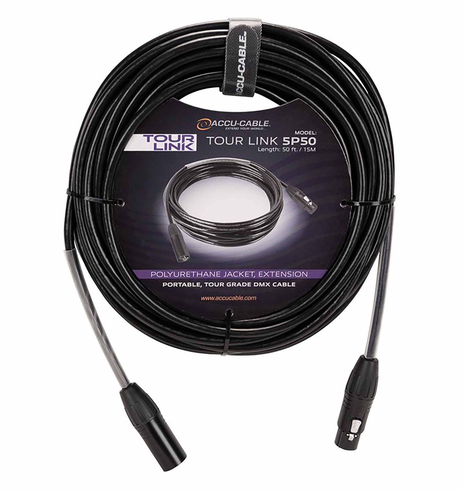 Accu-Cable Tour Link Professional Series 5-Pin Male to Female DMX Cable by Accu Cable