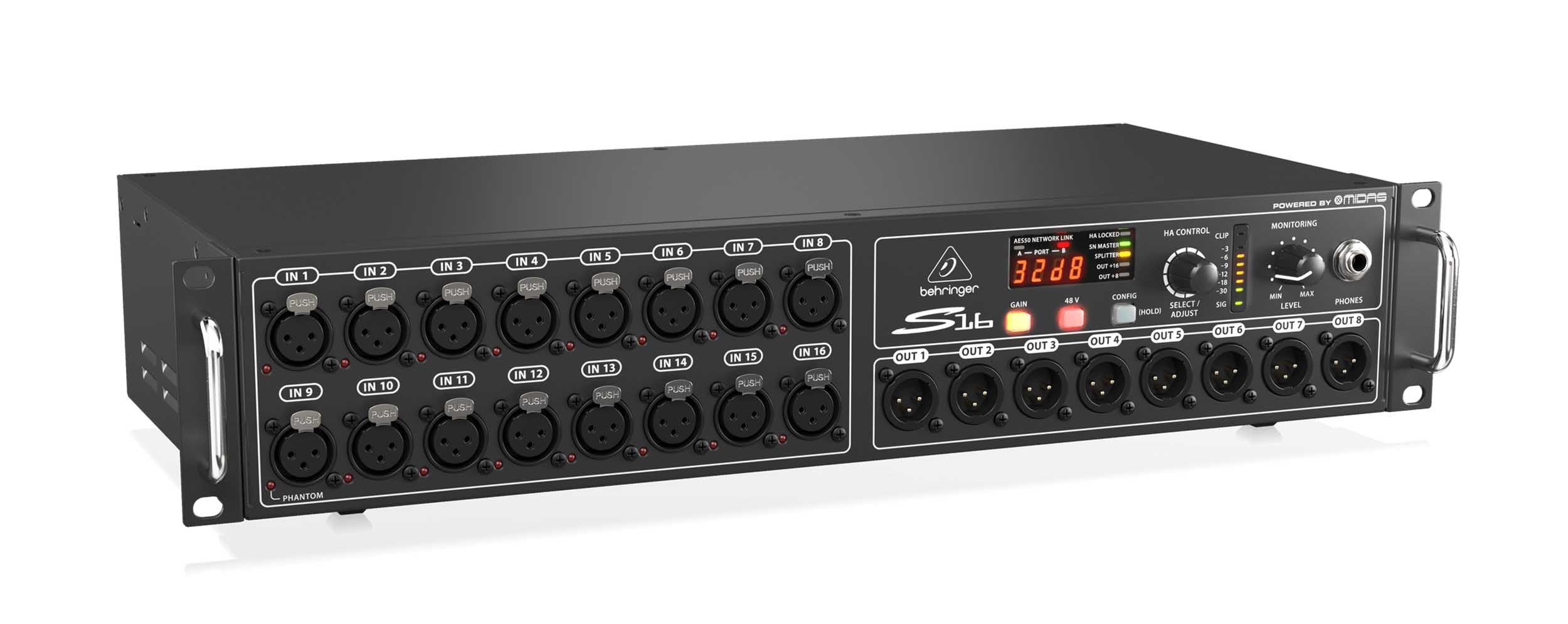 Behringer S16 Remote-Controllable Midas Preamps, 8 Outputs and Networking SuperMAC Technology