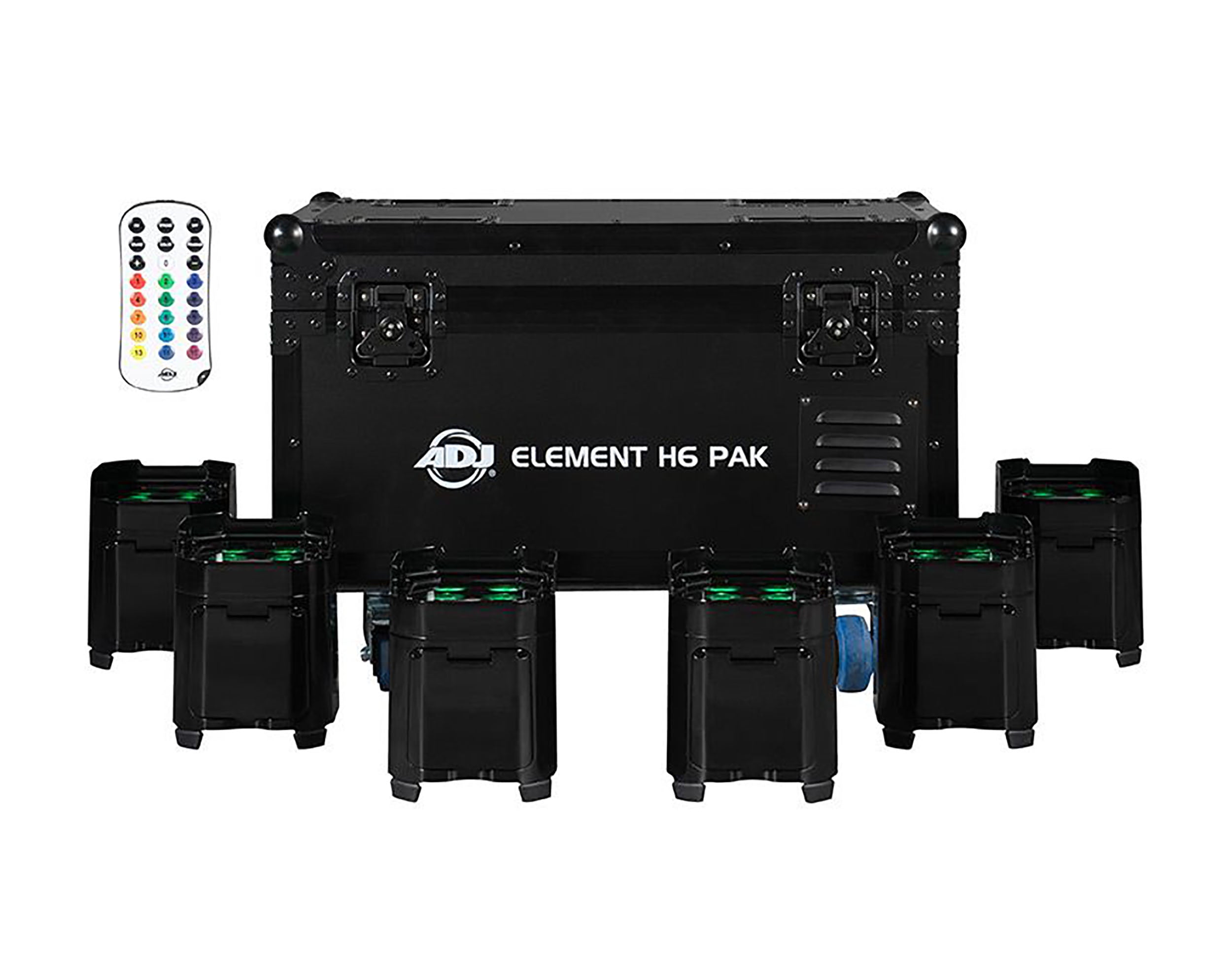 ADJ Element H6, Event Up Lighting System With (6) IP54-Rated Black Fixtures and Charging Flight Case by ADJ